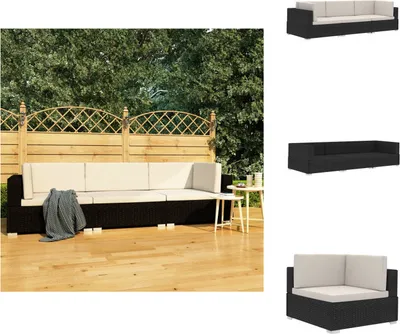 Produktbild von vidaXL 3-tlg. Garten-Sofagarnitur mit Auflagen Poly Rattan Schwarz -  Gartenmöbel-Sets