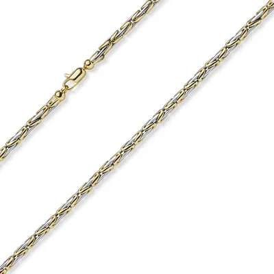 Produktbild von 3mm runde Königskette Halskette Kette aus 585 Gold gelb/weiß bicolor 50cm