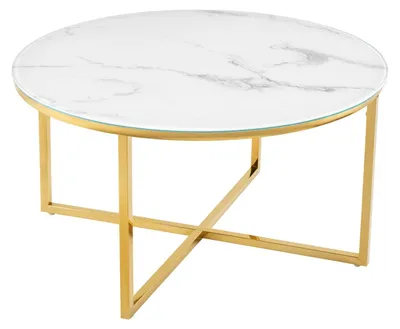 Produktbild von Couchtisch 80cm Marmor Gold Design Tisch Modern Wohnzimmer JETZT KAUFEN