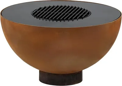 Produktbild von Feuerschale mit Grill Ø 60 cm | Rostoptik | Feuerplattengrill, Outdoor Feuerstelle mit Grillplatte, Grill Feuerschale | Brennschale, Feuerwanne für Garten, Garden Fire Pit, Fire Bowl