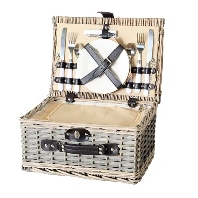 Image de Panier pique-nique en osier avec accessoires, 28 x 18 cm, ARIEGE