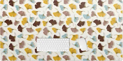 Produktbild von Ginkgo Hinterlässt Ein Nahtloses Muster – Schreibtischunterlage – Rutschfeste Tischunterlage – Schreibtischmatte für Büro & Zuhause – Schreibunterlage – Mauspad – Tischmatte – 120 x 60 cm