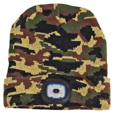 Strickmütze Mütze Wintermütze camouflage m. LED Licht 3-stufige Helligkeitsverstellung aufladbar mit USB A Port 370420 40012 350719 4066986400124 stabilo-fachmarkt.de
