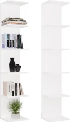 Obrázok produktu pre Moderná vysoká knižnica s 6 policami – priestranný úložný priestor | Farba: biela | Rozmery: 35 x 180 x 30 cm