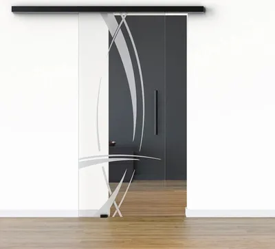 Produktbild von Pertura Glasschiebetür Komplettset Glera Tangle 01 900x2050 mm Links inkl.Beschlag Selir Aluminium schwarz,Stangengriff