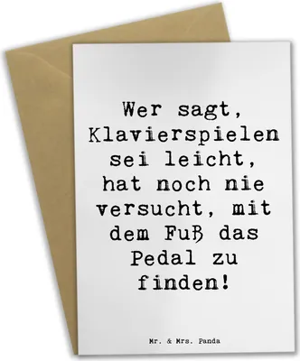 Produktbild von Mr. & Mrs. Panda neujahrskarte Spruch Klavier Herausforderung - Weiß - Geschenk, osterkarten, Musik, Instrument, einladungskarten, Lernen, hochzeitskarten, genesungskarte