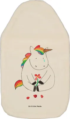 Produktbild von Mr. & Mrs. Panda Wärmflasche Einhorn Traurig - Weiß - Geschenk, wärmebeutel, Einhörner, Blume, Wärmekissen, mit Bezug, Glitzer, Liebe, Wärmflaschen, Unicorn, Grußkarte