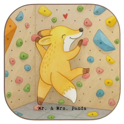 Produktbild von Mr. & Mrs. Panda Tassen Untersetzer Fuchs Bouldern Design - Weiß - Geschenk, Getränkeuntersetzer, Tischuntersetzer, Klettern, Kletterhalle, für Gläser, Tassenuntersetzer