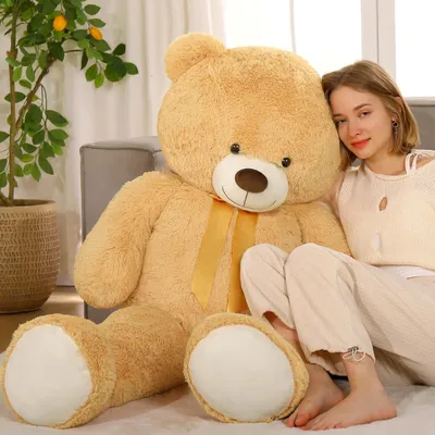 Productafbeelding van XXL knuffelbeer, 130 cm groot, lichtbruin, pluche knuffel voor kinderen