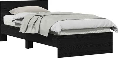 Produktbild von vidaXL Bettrahmen Schwarz Eichen-Optik 90 x 200 cm Holzwerkstoff