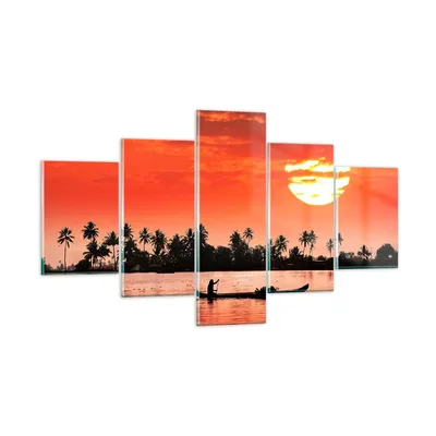 Produktbild von Bilder auf glas - Kanal boot kultur sonnenuntergang - 125x70cm - Glasbilder - Wandbilder - Kunstdruck - Wanddekoration aus Glas - Glas Bilder - Wandbild auf Glas - GEA125x70-2711