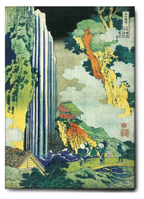 Zdjęcie produktu dla Giallobus - Wodospad Ono w Kisokaido - Hokusai - 70D x 100S cm - Obraz - Standaard frame canvas