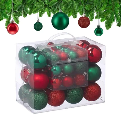 Immagine prodotto di Set di palline per albero di Natale, rosso e verde, varie finiture