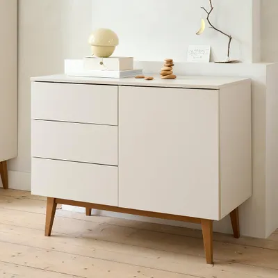 Produktbild von AMANDE Wickelkommode Greige, B55xH91xT115 cm, mit Push-to-open Schubladen und Regalfächern