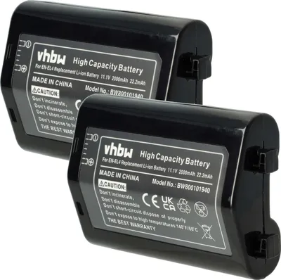 Produktbild von vhbw 2x Akku kompatibel mit Nikon D3, D3X, D2H, D2X, D2Hs, F6, D2Xs Kamera (2000 mAh, 11,1 V, Li-Ion)