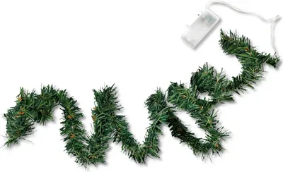 Produktbild von 20 LED Lichterkette Tannen-Girlande grün 200cm batteriebetrieben Timer Lichtergirlande Deko Leuchtdraht Winter Weihnachten