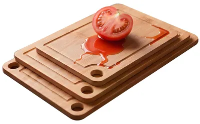 Productafbeelding van Solidchoice - Set van 3 Bamboe Snijplanken met Sapgroef