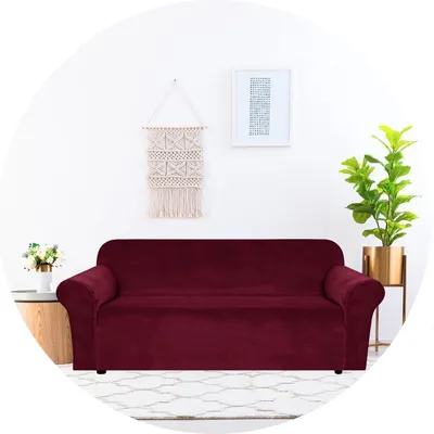 Produktbild von Hilvard Sofabezug 3-Sitzer 185-230 cm Sofahusse Sofaüberwurf Rot Bordeaux