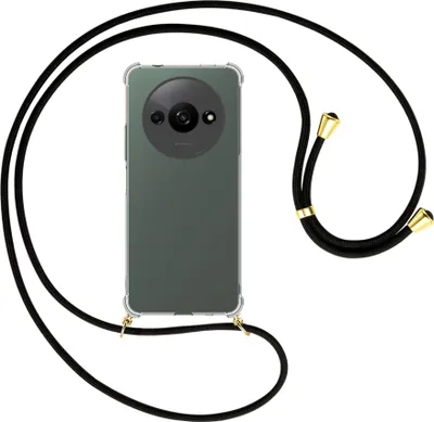 Produktbild von Handykette Backcover-Schutzhülle mit Band (Metall goldfarben) für Xiaomi Redmi A3 - schwarz