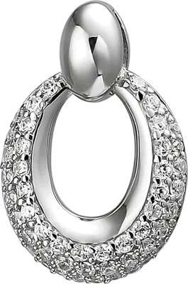Produktbild von Anhänger oval aus 925 Silber mit 50 Zirkonia Silberanhänger Halsschmuck