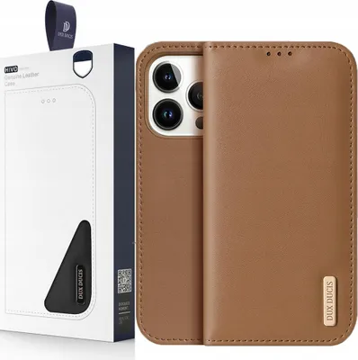 Immagine prodotto di Dux Ducis Hivo Custodia in pelle con patta in pelle naturale Portafoglio per carte e documenti Iphone 14 Pro Max Brown