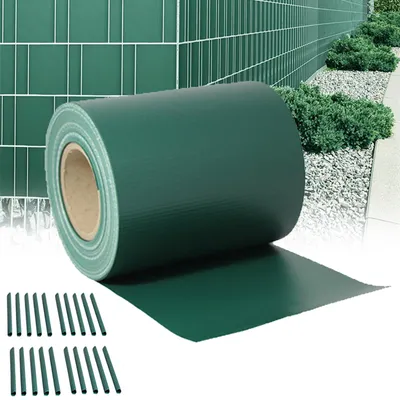 Zdjęcie produktu dla XMTECH, listwa ochronna z PVC, 35 metrów, kolor zielony, wysokość 19 cm, do ogrodzeń z siatki panelowej, odporna na promieniowanie UV, z klipsami montażowymi, osłona przed wiatrem i zapewniająca prywatność dla ogrodu