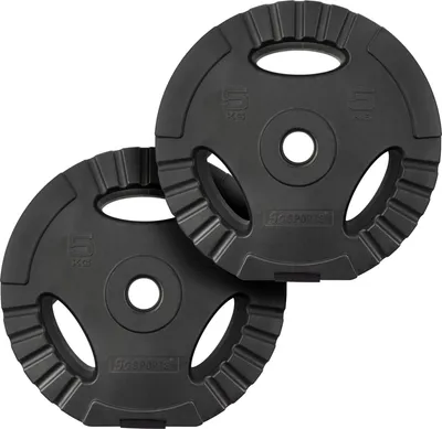 Obrázek produktu pro ScSPORTS Kotouče na činku 2x5 kg s úchyty, plast/cement