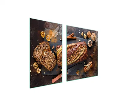 Obrázok produktu pre Kryt varnej dosky 2 kusy 100x52 keramický kryt varnej dosky sklenená doska na krájanie chleba hnedá