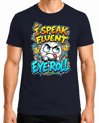 Produktbild von I Speak Fluent Eye Roll Emoji Sarkasmus Humor Lustig Augenrollen Herren T-Shirt, Navy, XXL