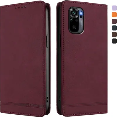 Obrázek produktu pro Pouzdro pro Xiaomi Redmi Note 10S/Note 10 4G, retroPolyuretankožené flip pouzdro s stojánkem a přihrádkami na karty Červený
