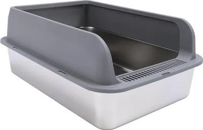 Produktbild von Edelstahl-Katzentoilette, Hohe Seiten, Katzentoilette, Katzentoilette, Extra Gro?e Metall-Katzentoilette mit Hohen Seitenw?nden, Metall-Katzentoilette fr Kleine, Mittelgro?e und