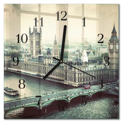 Produktbild von Tulup Glasuhr Wanduhr Küchenuhr Echt-Glas 30x30 cm Modern Dekorativ Geräuschlos Schwarzen Zeigern - London