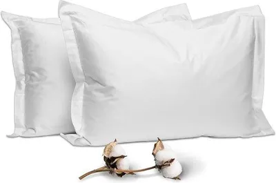 Zdjęcie produktu dla Zestaw 2 poszewek na poduszki Unyqoos® 50 x 75 cm, kolor biały – 100% długa włókna, bawełna Oxford, tkanina satynowa, 400 nici, zamek typu "kopertowy", oddychająca