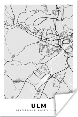 Produktbild von MuchoWow® Poster Deutschland - Karte - Ulm - Stadtplan 120x180 cm - Kunstposter