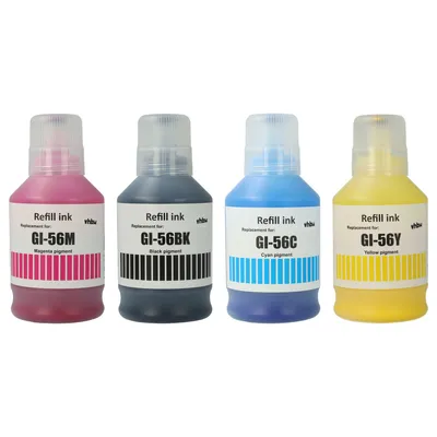 Produktbild von vhbw 4x Nachfülltinte kompatibel mit Canon MAXIFY GX 5050, GX 6050, GX 7050/X, GX 7055 Drucker - Refillset Cyan, Magenta, Yellow, Schwarz, Pigmentiert