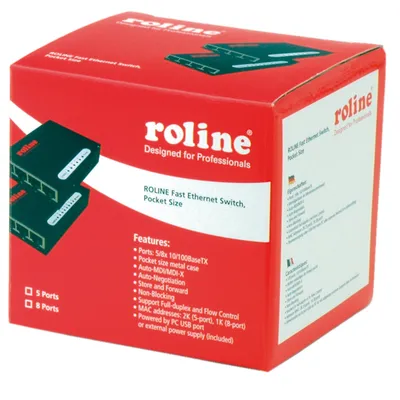 Image de ROLINE Fast Ethernet Switch, Pocket, 5 Ports (21.14.3133)