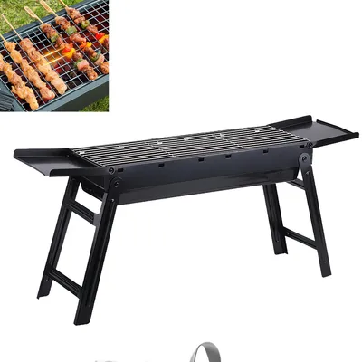 Produktbild von Barbecue Grill,Tragbarer Kohlegrillherd,Holzkohlegrill,88.5*23*29.5cm, für 3-7 Personen,Schwarz
