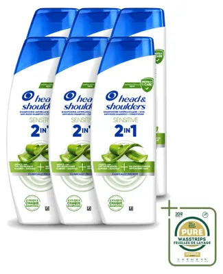 Immagine prodotto di 6 flaconi di shampoo 2-in-1 anti-forfora Head & Shoulders Sensitive, 300 ml ciascuno, confezione risparmio - 6 pezzi