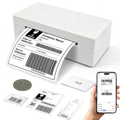 Imagen del producto de Impresora de etiquetas térmica Bluetooth, impresora de etiquetas de envío 4x6 para pequeñas empresas