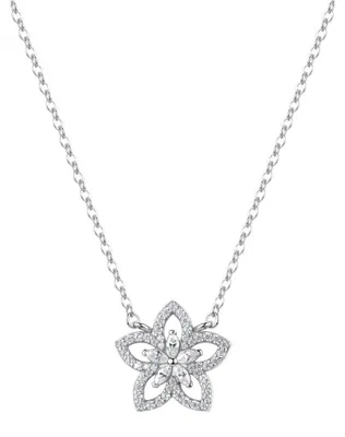 Image de Collier en argent avec fleur et zircons cubiques RZGA83
