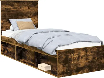 Immagine prodotto di Struttura del letto vidaXL, legno di pino massello, finitura noce, dimensioni 75 x 190 cm