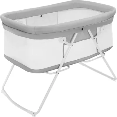 Produktbild von 2-in-1-Babybett und Babywiege, einfach zusammenklappbares Reisebett mit Matratze für Neugeborene, Grau