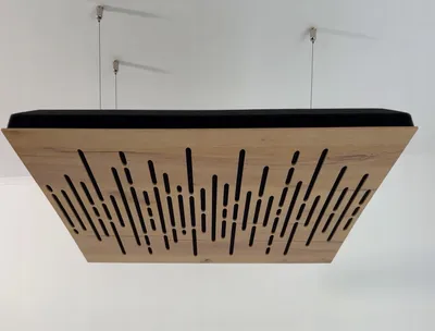 Obrázek produktu pro 2-dílné akustické stropní panely "WAVE-C" s montážní sadou | Absorpce - Difuze - Odraz - Zvuková izolace - Izolace | Akustický panel Cloud | 50x50x5cm | Barva: bílá