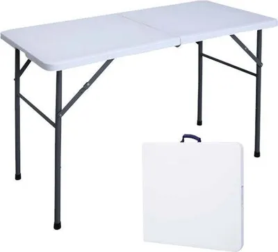 Productafbeelding van Goliving Opklapbare buitentafel – Campingtabel – Weerbestendig – 122x60x74 cm – Wit