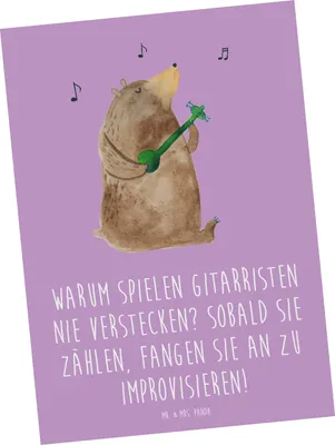 Produktbild von Mr. & Mrs. Panda Postkarte Gitarre Improvisation - Lavendeltraum - Geschenk, Freiheit, Lernen, Ansichtskarten, Postkarten, Musik, Musiker, Grußkarte, Musikinstrument