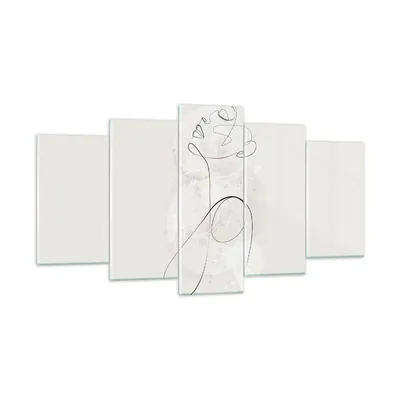 Produktbild von Bilder auf glas - 5 Teile - Frau eins Linie - 160x85cm - Glasbilder - Wandbilder - Bilder - zum Aufhängen bereit - Wanddekoration aus Glas - Glas Bilder - Wandbild auf Glas - GEA160x85-4576