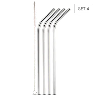 Produktbild von Weis Edelstahlstrohhalm angewinkelt set 4