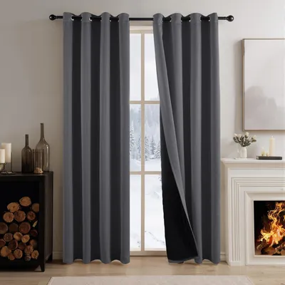 Immagine prodotto di Tende termiche per protezione dal freddo, 100% oscuranti, colore grigio, dimensioni 220 x 140 cm (confezione da 2)