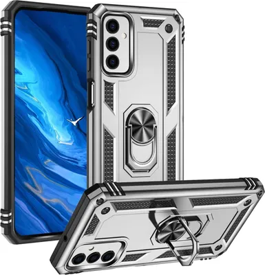 Produktbild von Mobigear Armor Ring  Samsung Galaxy M23 Hülle Hardcase Backcover Stoßfest mit Ringhalter - Silber