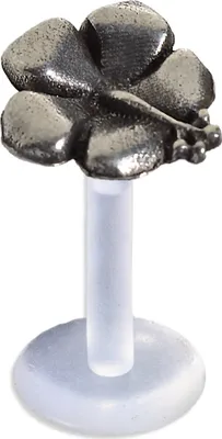 Produktbild von viva-adorno 1,2 x 8mm Labret Stecker Lippenpiercing Tragus Piercing Bioflex Silber Vintage Antik Style Blume Blüte verschiedene Desgins Z522.D2